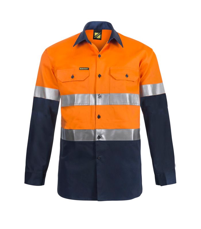 WorkCraft Mens Taped Vented Drill Shirt LS 155g WS6030