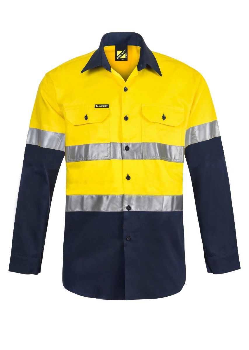 WorkCraft Mens Taped Vented Drill Shirt LS 155g WS6030