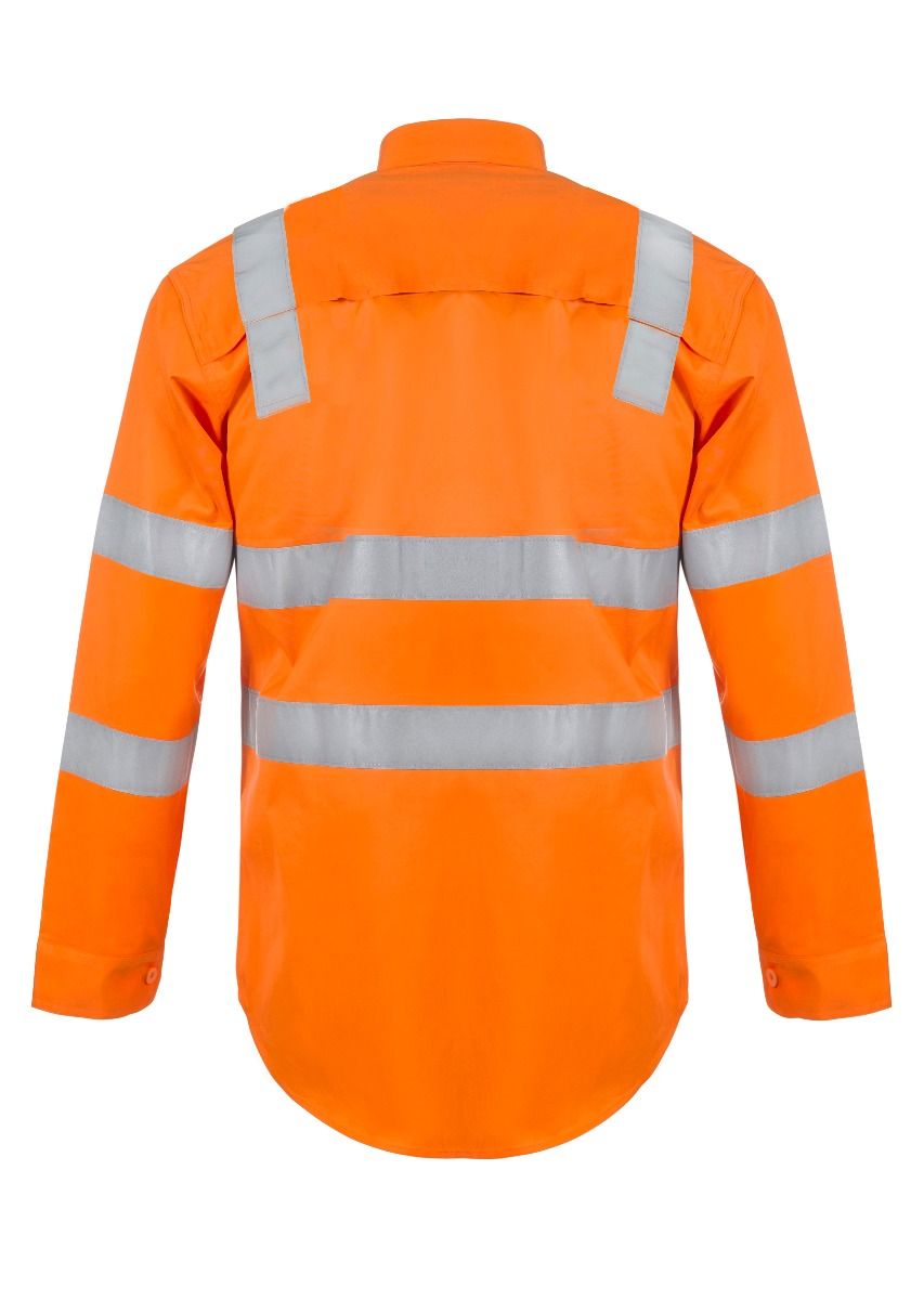 WorkCraft Mens Orange bm-Taped Vented Drill Shirt ls 155g L