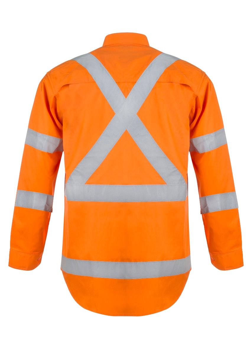 WorkCraft Mens Orange X-Taped Drill Shirt ls 190g S