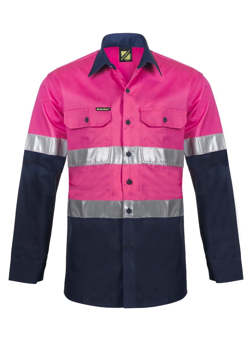 WorkCraft Mens Taped Vented Drill Shirt LS 155g WS4132