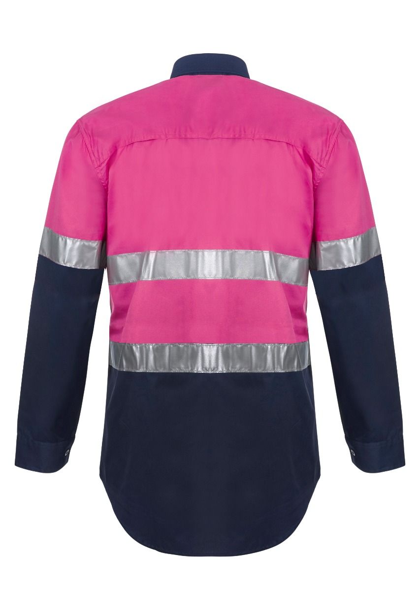 WorkCraft Mens Pink/Navy Taped Vented Drill Shirt ls 155g L