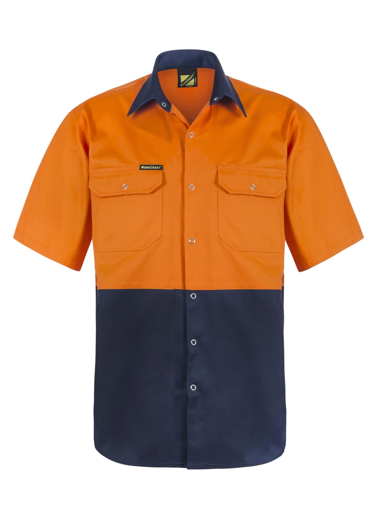 WorkCraft Mens Industrial Drill Shirt with Press Studs SS 190g WS3063