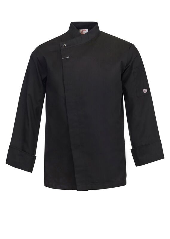 ChefsCraft Mens Black Chefs Tunic with Concealed Front ls 220g 2Xs