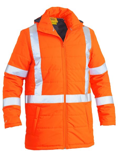 Jacket Bisley Hi Vis X-Taped Puffer with Hood BJ6379XT