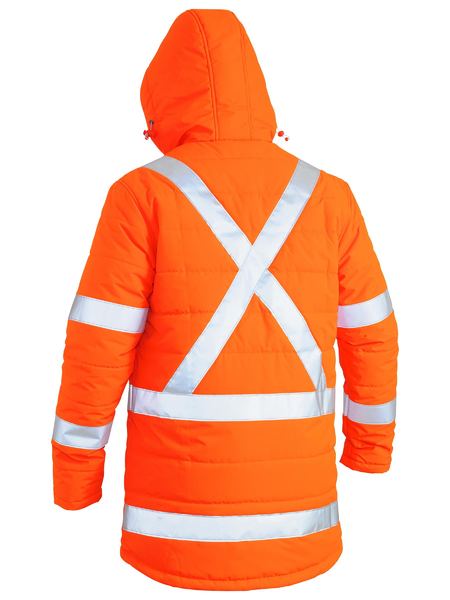 Jacket Bisley Hi Vis X-Taped Puffer with Hood BJ6379XT