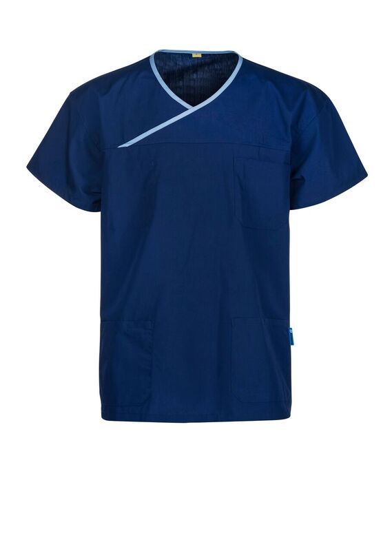 Medi8 Unisex Dark Blue Reversible Scrub Shirt with Contrast Trim ss 155g Xs