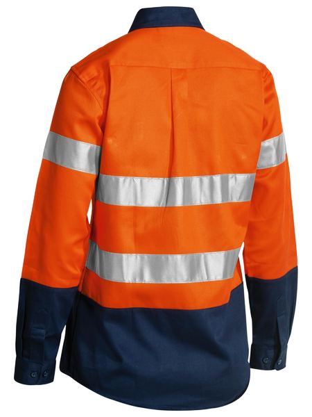 Bisley Womens Hi Vis Taped Drill Shirt LS 190g BLT6456