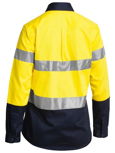Bisley Womens Hi Vis Taped Drill Shirt LS 190g BLT6456