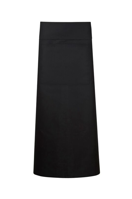 ChefsCraft Black Continental Apron with Pocket/Fold Over 220g 90x95cm