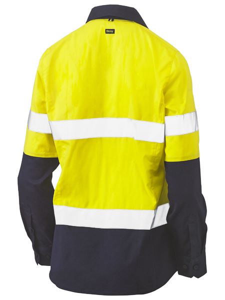 Shirt Bisley Womens Hi Vis Taped Stretch V-Neck Closed 155g BLC6064T