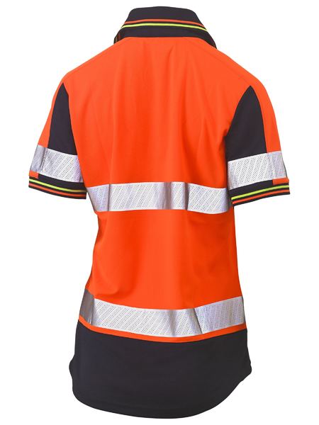 Polo Bisley Womens Hi Vis Taped V-Neck Poly 140g BKL1225T