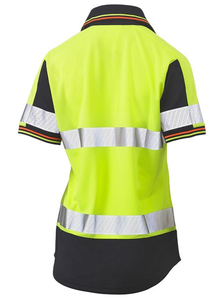 Polo Bisley Womens Hi Vis Taped V-Neck Poly 140g BKL1225T