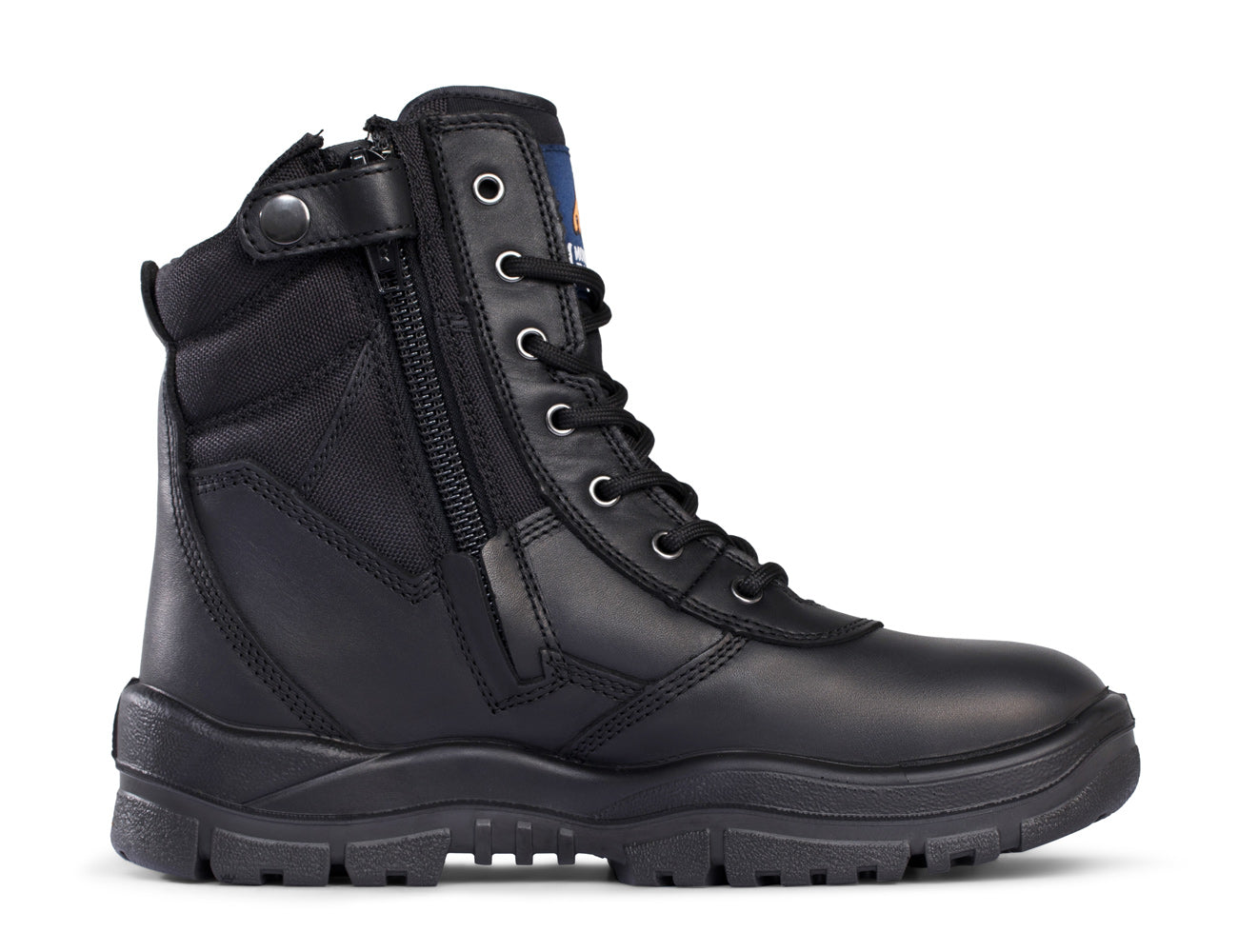 Mongrel Mens 251020 High Leg Zip Boots Steel tpu Black 7.5