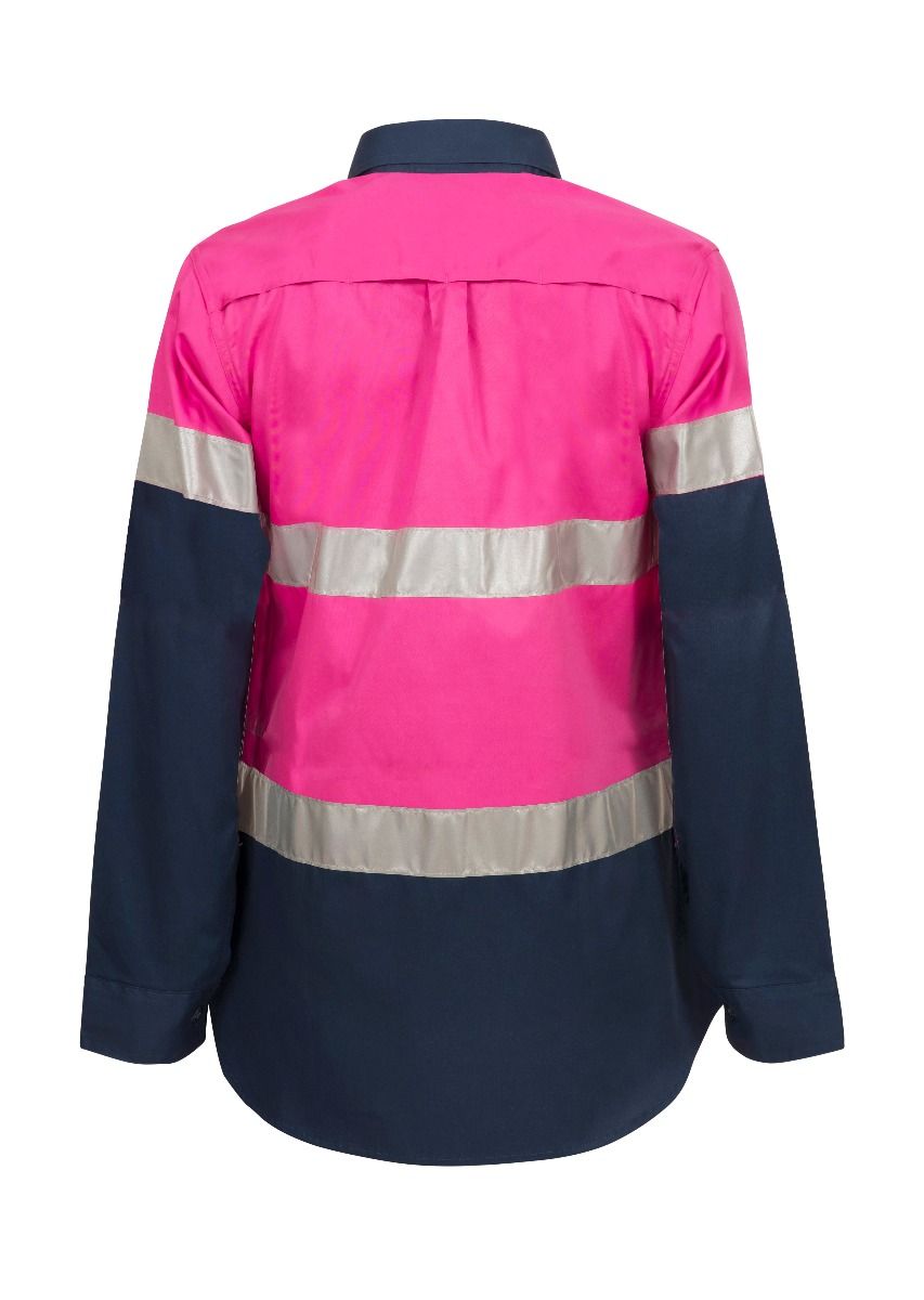 WorkCraft Womens Pink/Navy Taped Vented Drill Shirt ls 155g 8