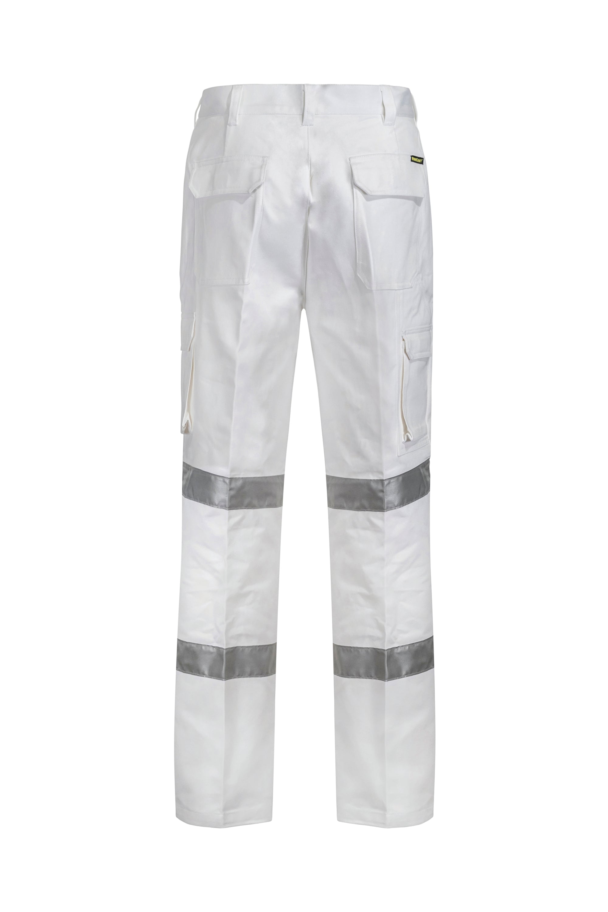 WorkCraft Mens White bm-Taped Roadworkers Cargo Pants 310g 102R