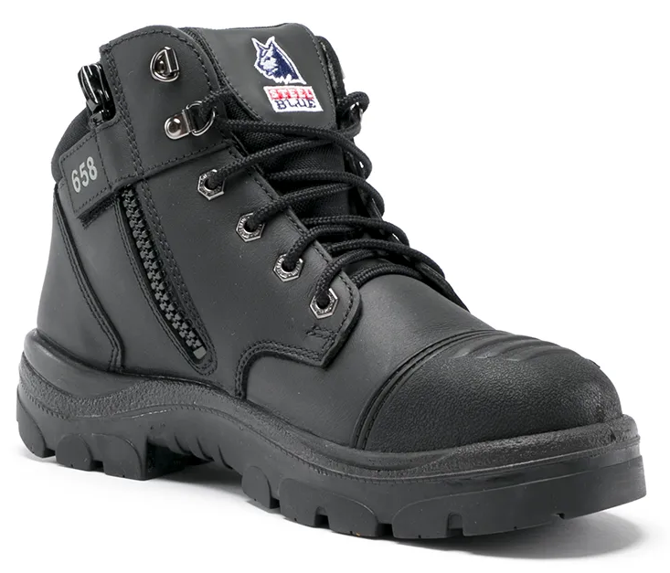 Steel Blue Mens Parkes Zip Boots Steel Bump TPU