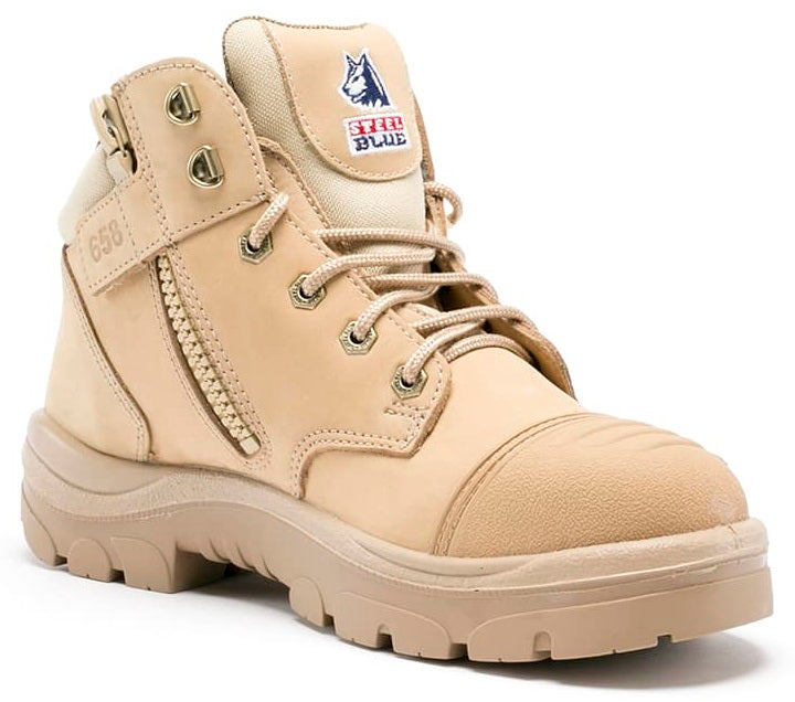 Steel Blue Mens Parkes Zip Boots Steel Bump TPU