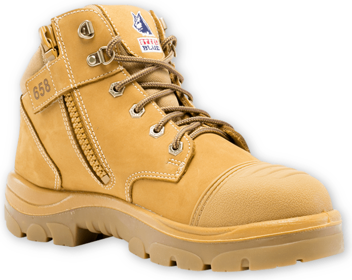 Steel Blue Mens Parkes Zip Boots Steel Bump TPU