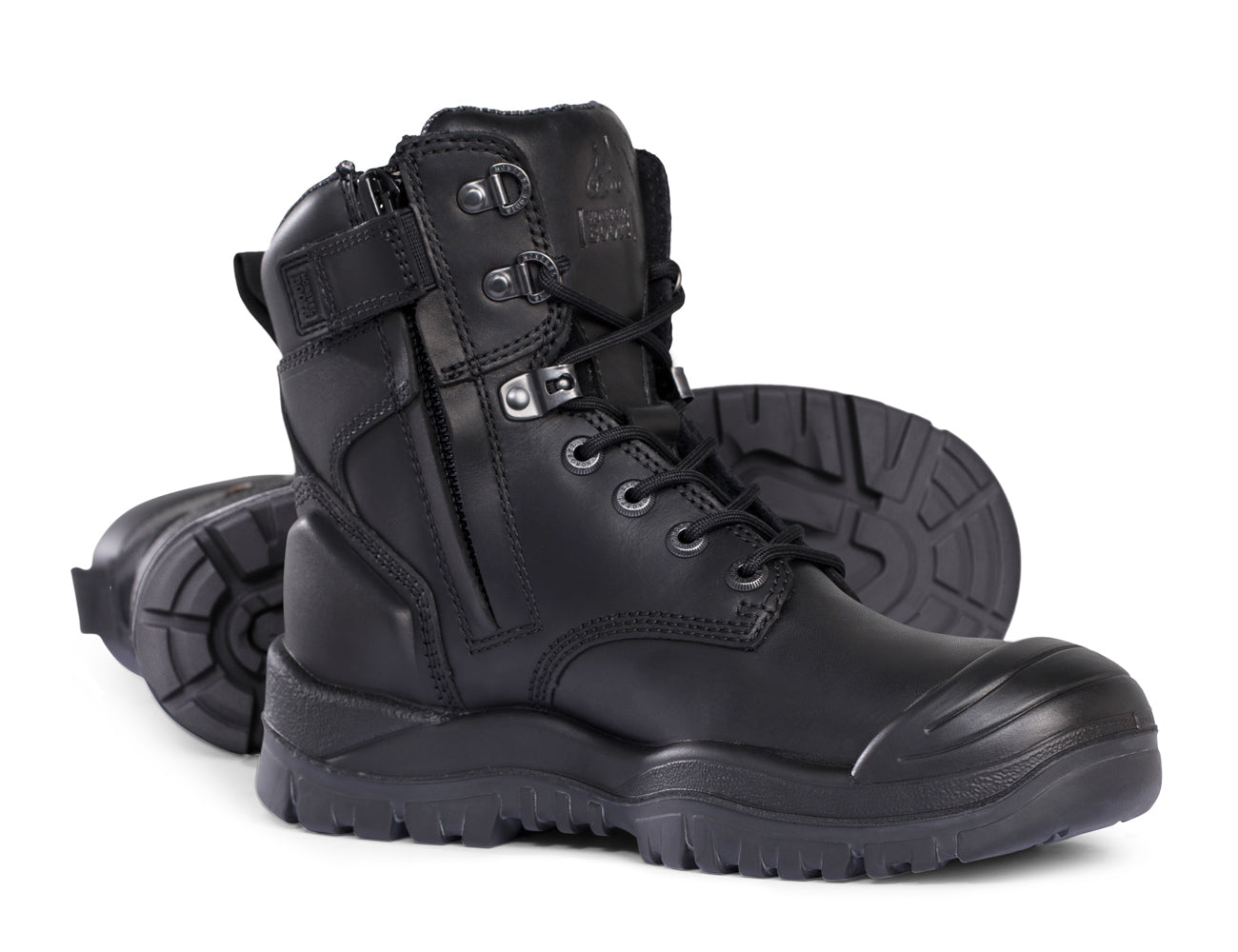 Mongrel Mens 561020 High Leg Zip Boots Steel Bump Rubber Black 8.5