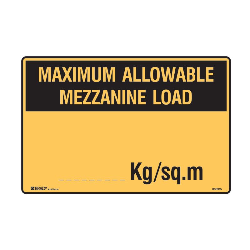 Sign (Warning) Maximim Allowable Mezzanine Load P 450x300