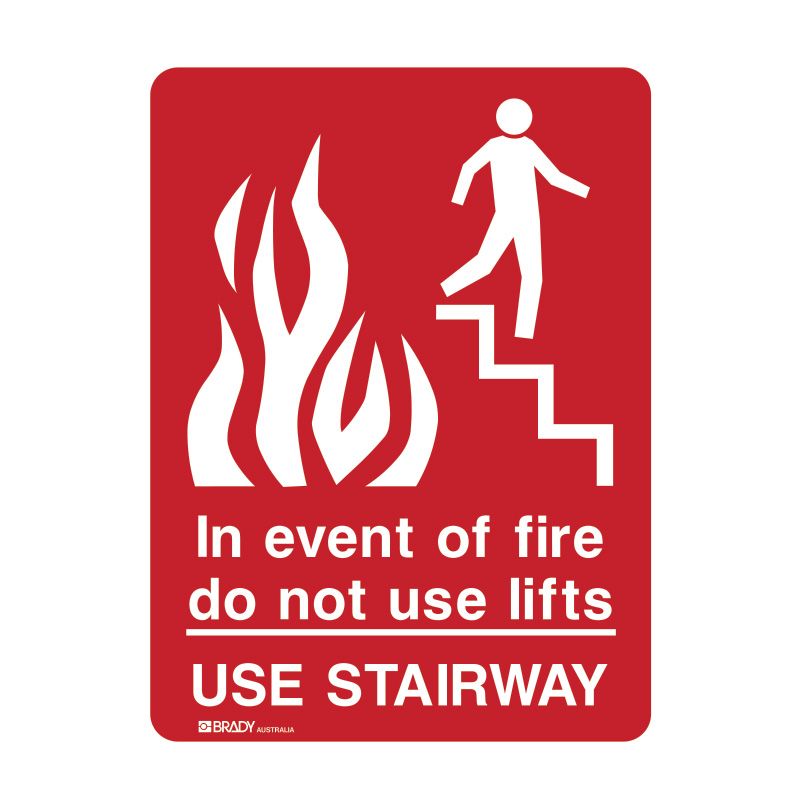Sign (Fire) In Event of Fire dnu Lifts luMss 250x350