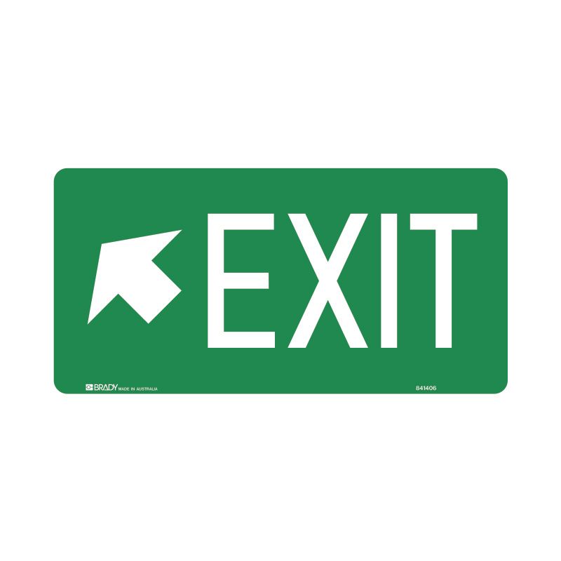 Sign (Emergency) (Left Arrow Up) Exit luMM 350x180