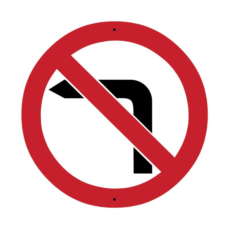 Sign (Traffic) (No Left Turn) (R2-6) REFAC1 600x600