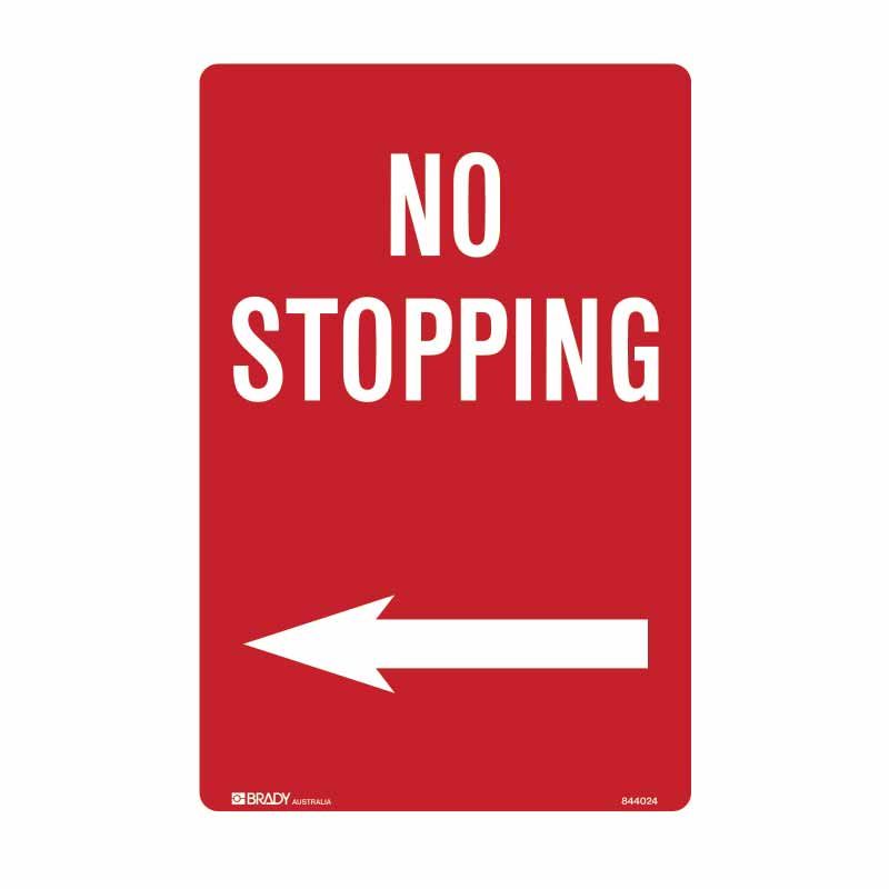 Sign (Traffic) No Stopping ---> M 300x450