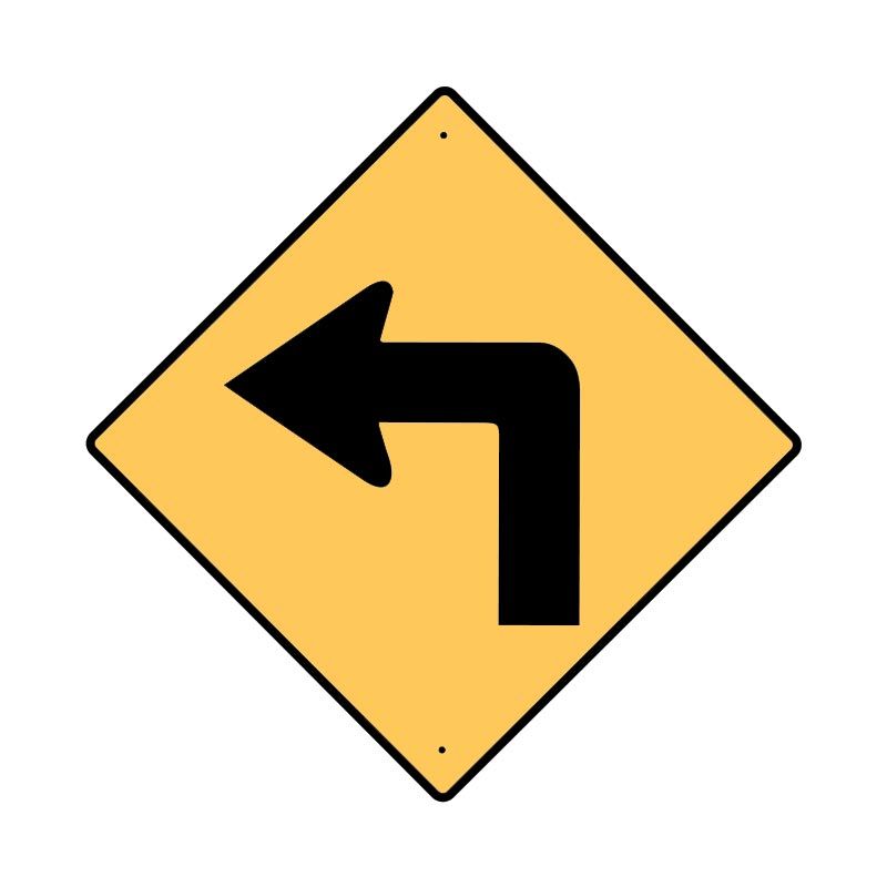 Sign (Traffic) (Left Turn) (W1-1) REFAC1 600x600
