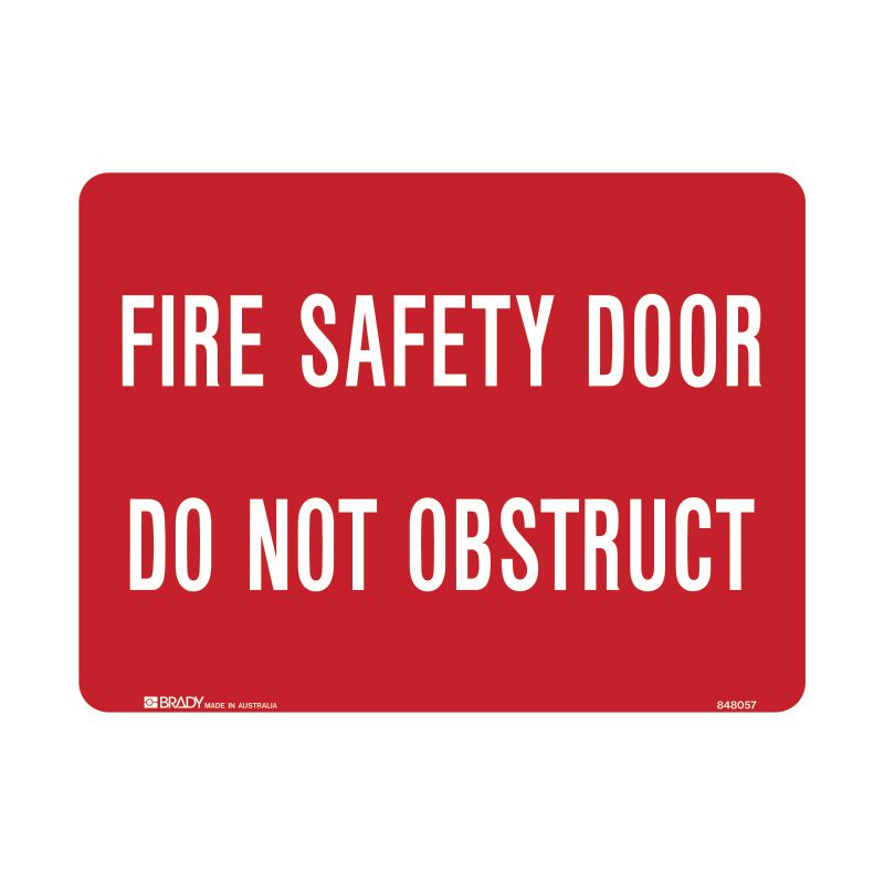 Sign (Fire) Fire Safety Door dn Obstruct luMss 350x180