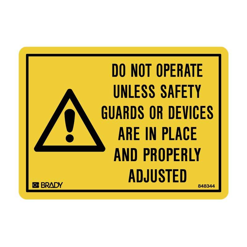 Sign (Warning) Do Not Operate Unless Safety Guard ss 125x90 5pk