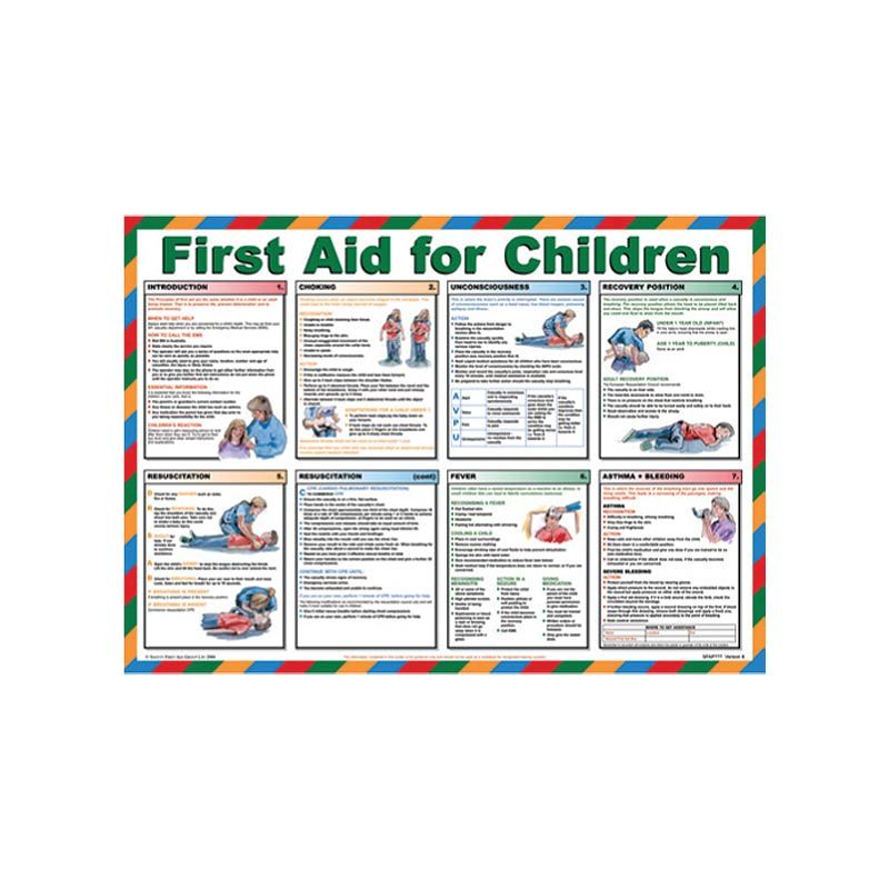 Sign Workplace Safety Chart - First Aid For Children 590x420