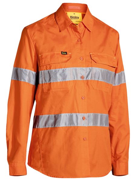 Shirt Bisley Womens Hi Vis Taped X-Airflow RipStop 150g BL6416T