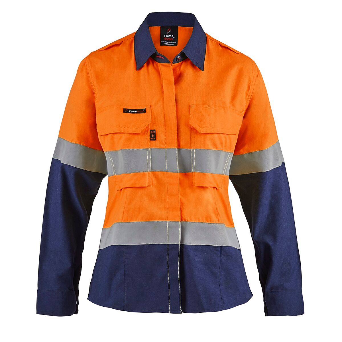 FlameBuster Torrent Fr Womens Orange/Navy Taped Shirt atpv 9/HRC2 180g 12