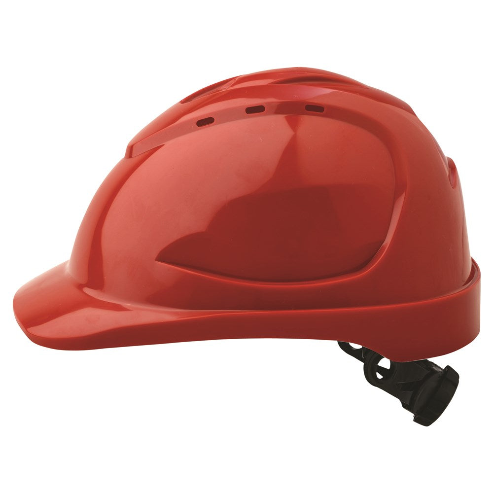 ProChoice Red V9 Vented Hard Hat with Ratchet Harness