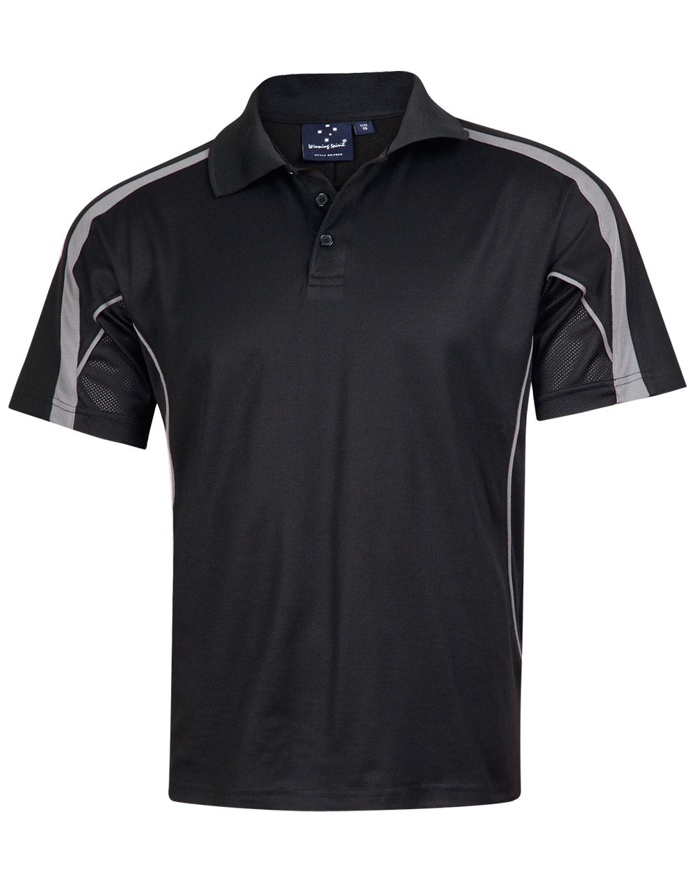 Winning Spirit Mens Legend Polo SS 160g Black/Ash 2XL