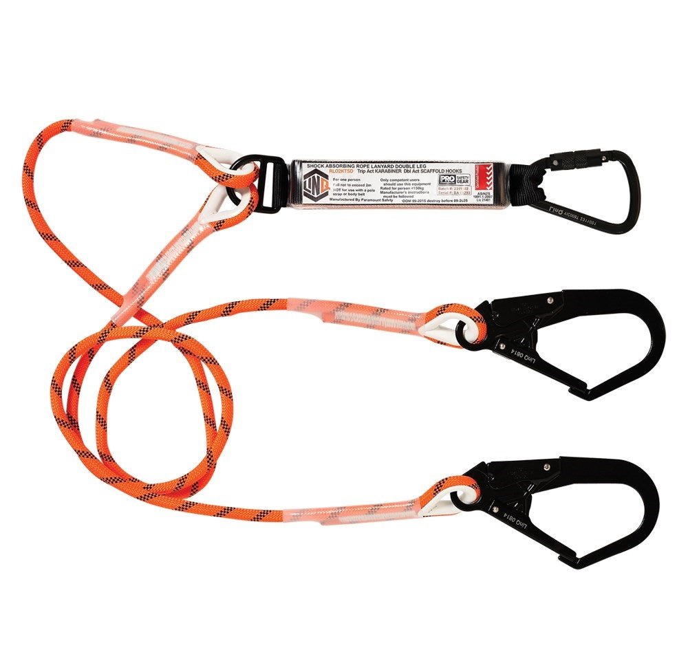 Linq Lanyard Double Rope 1 x TA Karabiner / 2 x DA Scaff Hooks 2m