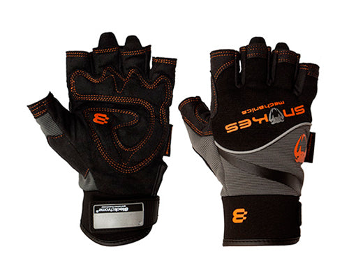 BlackChrome Snakes Mechanics Fingerless Gloves L