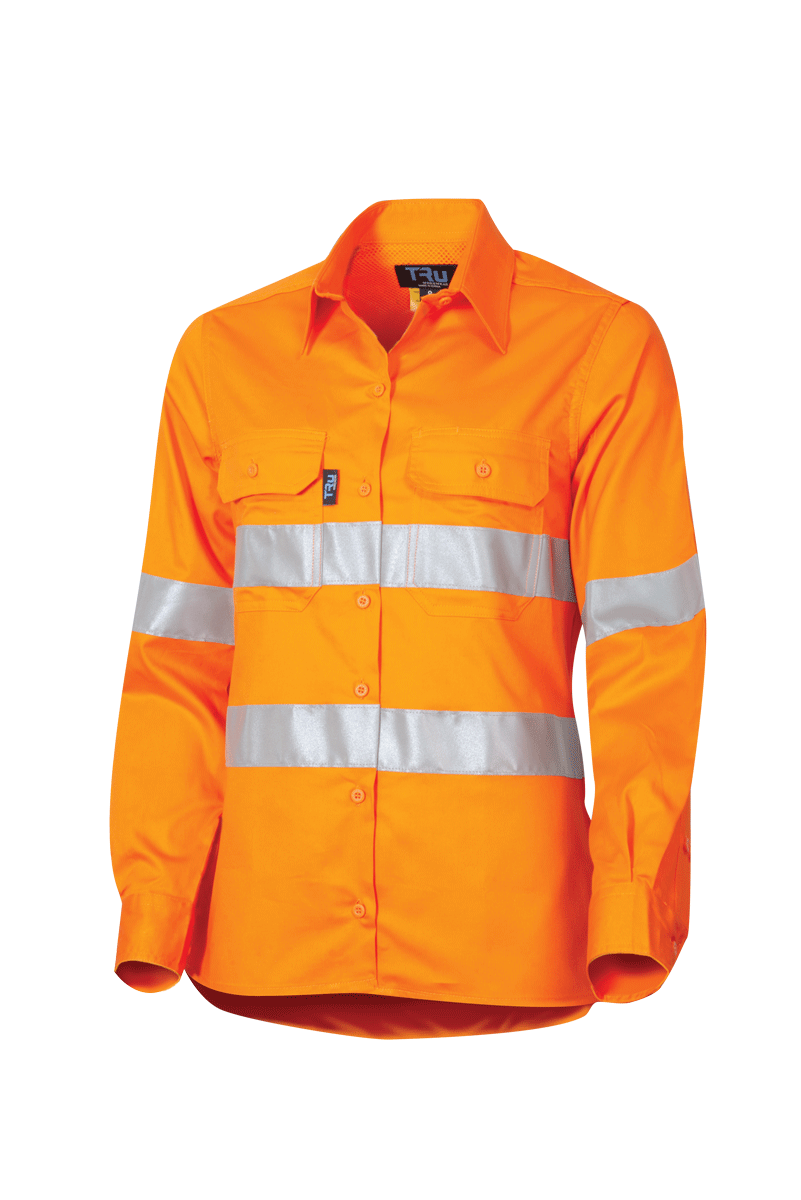 *** CLEARANCE *** TRu Workwear Womens Taped Vented Drill Shirt LS 160g