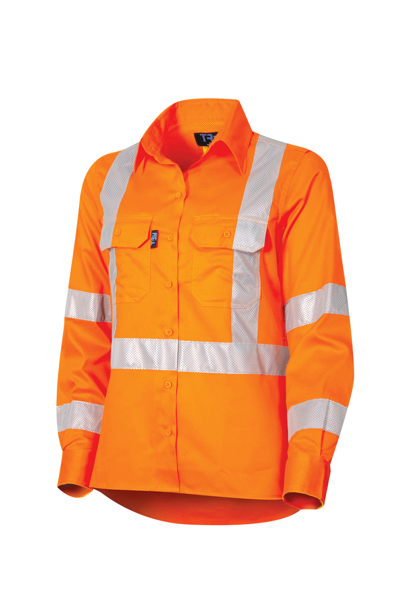 *** CLEARANCE *** TRu Workwear Womens X-Taped Vented Drill Shirt LS 160g