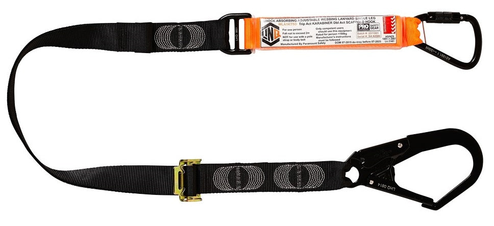 Linq Lanyard Single Adjustable 1 x TA Karabiner / 1 x DA Scaff Hook 2m