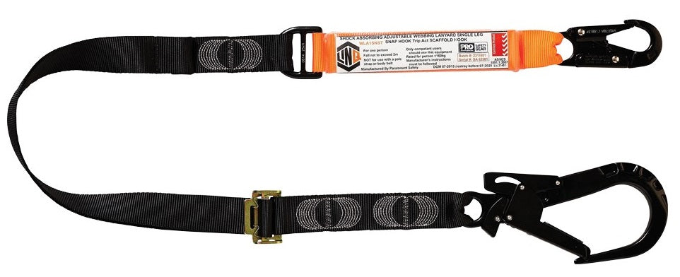 Linq Lanyard Single Adjustable 1 x Snap Hook / 1 x DA Scaff Hooks 2m