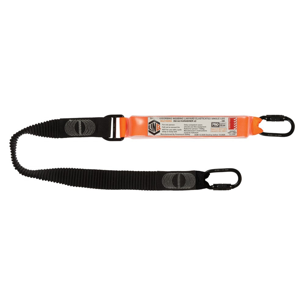 Linq Lanyard Single Elasticated 1 x DA Karabiner / 1 x DA Scaff Hook 1.85m
