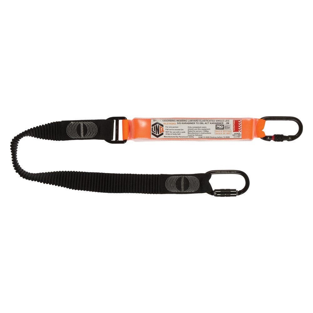 Linq Lanyard Single Elasticated 1 x SG Karabiner / 1 x DA Karabiner 1.85m