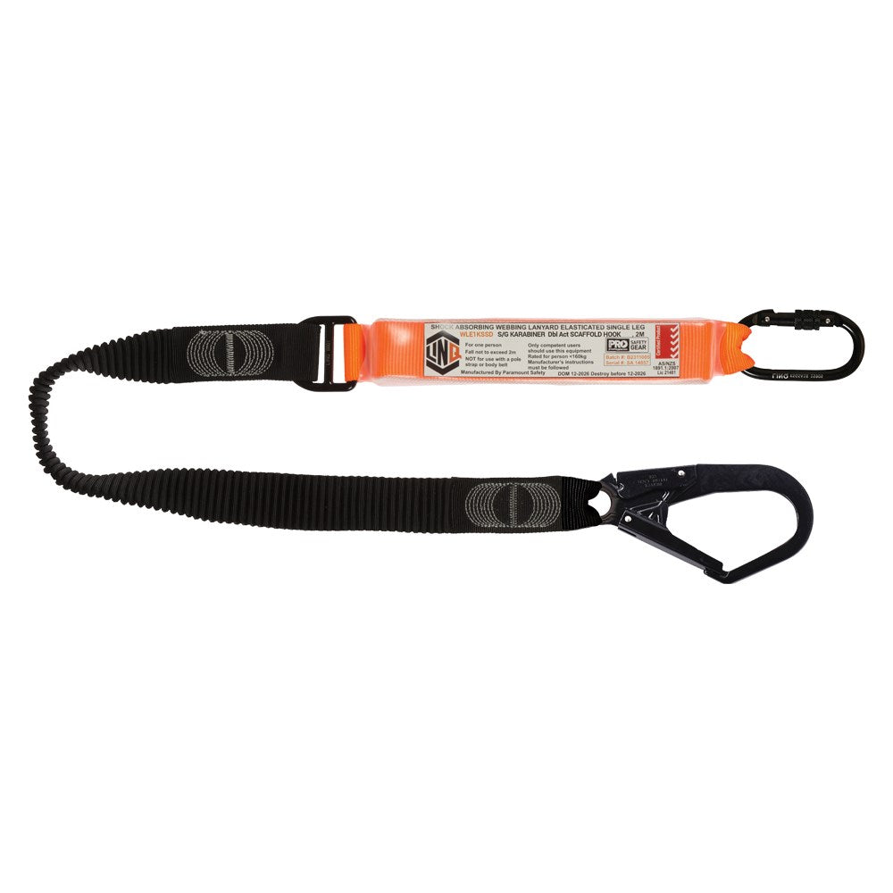 Linq Lanyard Single Elasticated 1 x SG Karabiner / 1 x DA Karabiner 1.85m