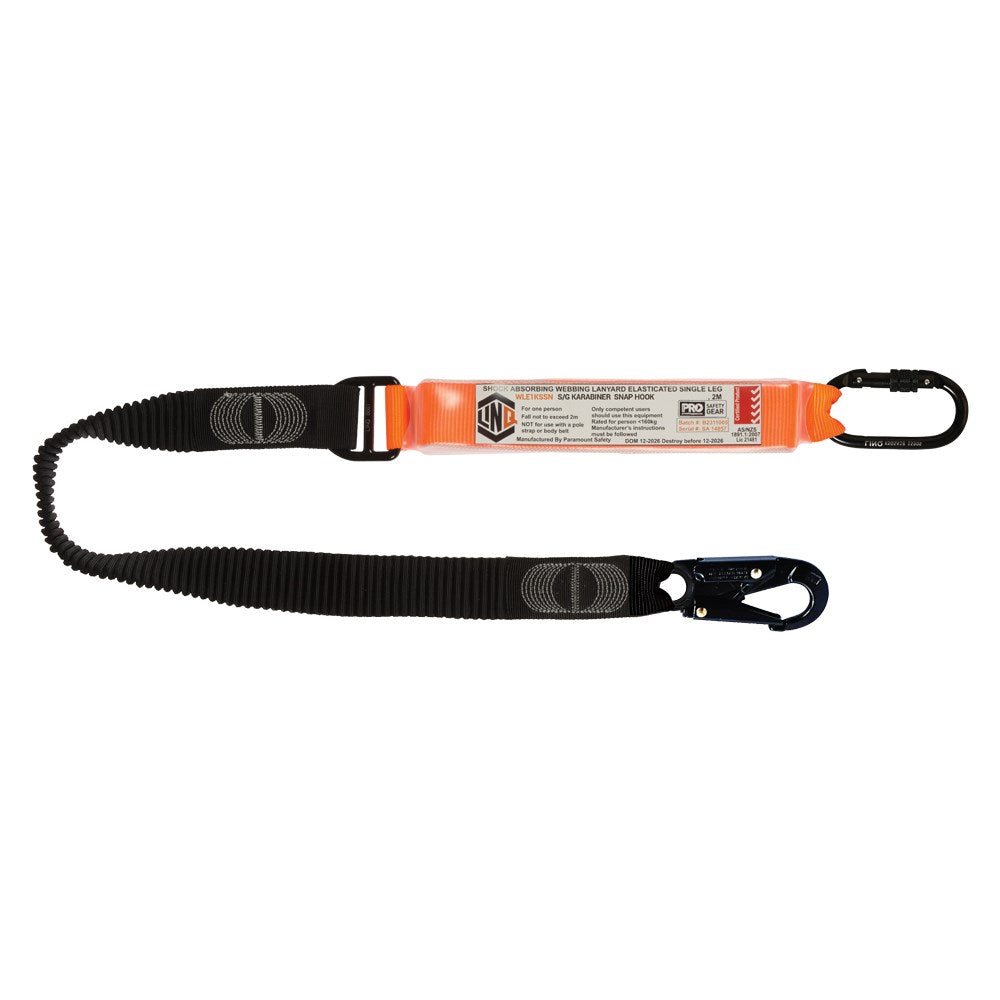 Linq Lanyard Single Elasticated 1 x SG Karabiner / 1 x DA Karabiner 1.85m