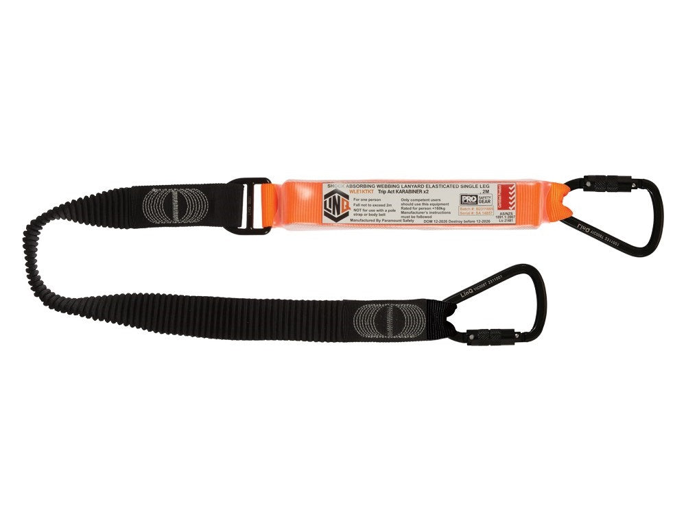 Linq Lanyard Single Elasticated 1 x TA Karabiner / 1 x DA Scaff Hook 1.85m