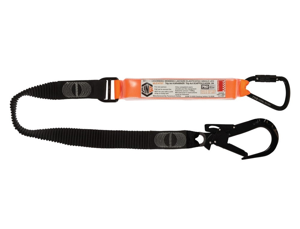 Linq Lanyard Single Elasticated 1 x TA Karabiner / 1 x DA Scaff Hook 1.85m