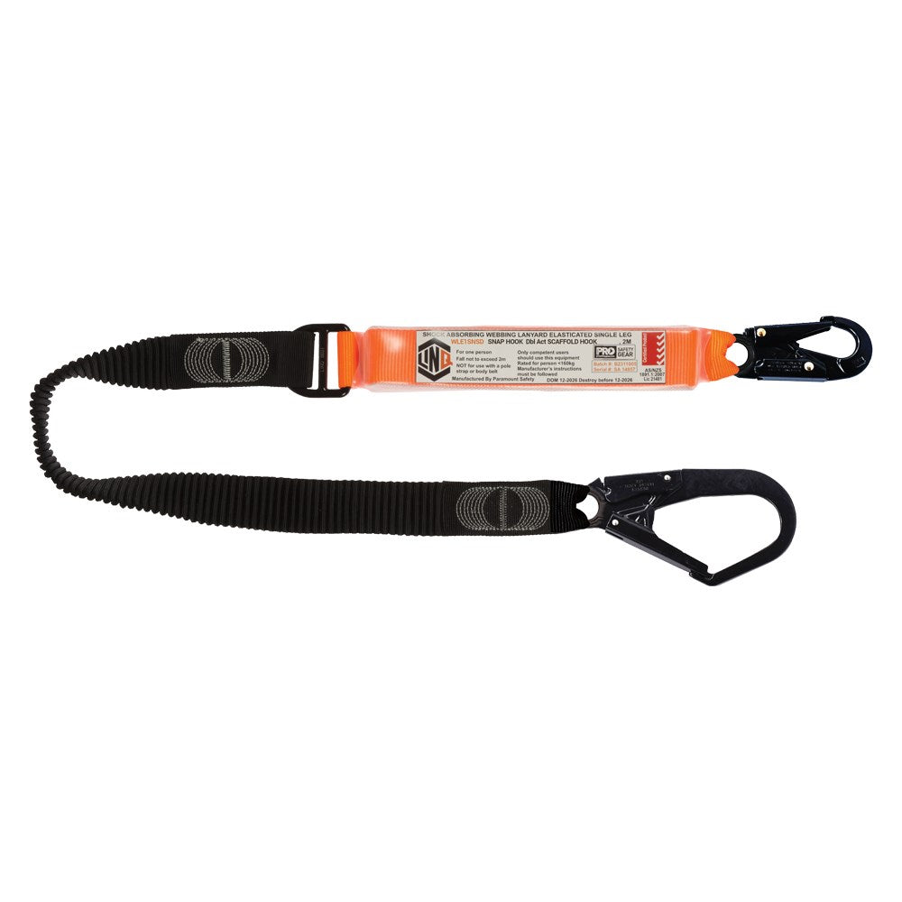 Linq Lanyard Single Elasticated 1 x Snap Hook / 1 x DA Scaff Hook 1.85m